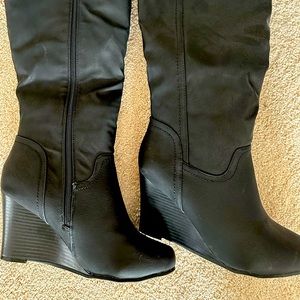 Knee high wedge boots. Brand new